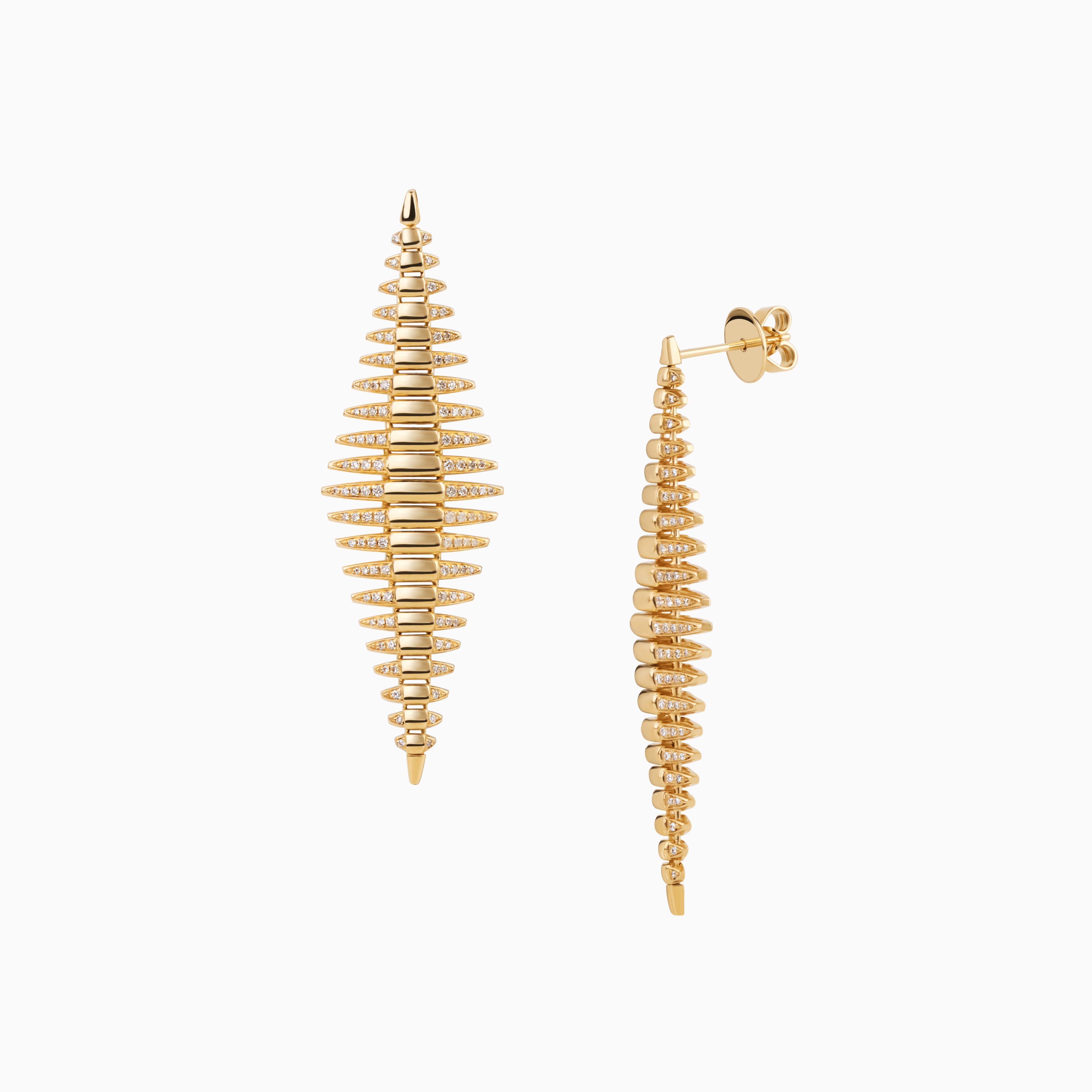 Diamond Fish Bone Earrings