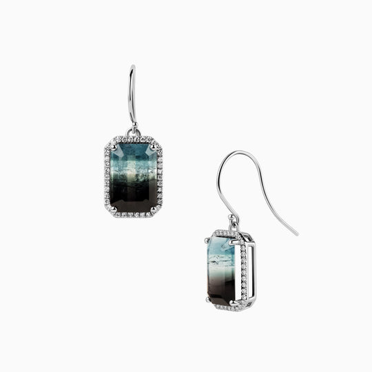 11.47ct Blue Bicolor Tourmaline Earrings with Diamonds