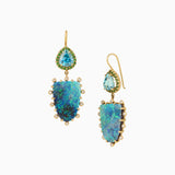 U-shaped Australian Opal Drop Earrings with Blue Zircon