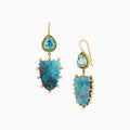 U-shaped Australian Opal Drop Earrings with Blue Zircon