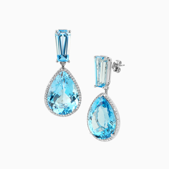 47.70ct Blue Topaz Drop Earrings with Diamonds
