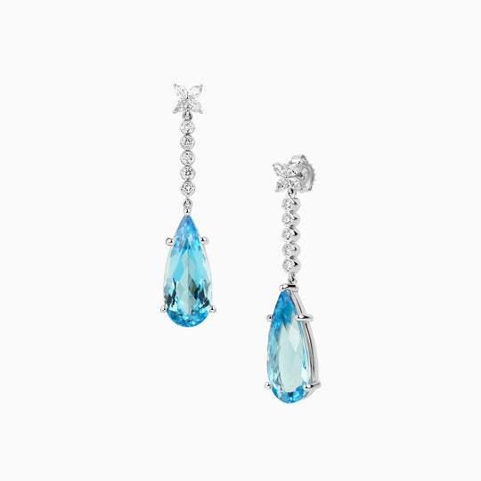 20.54ct Elongated Pear Blue Topaz Earrings with Diamonds