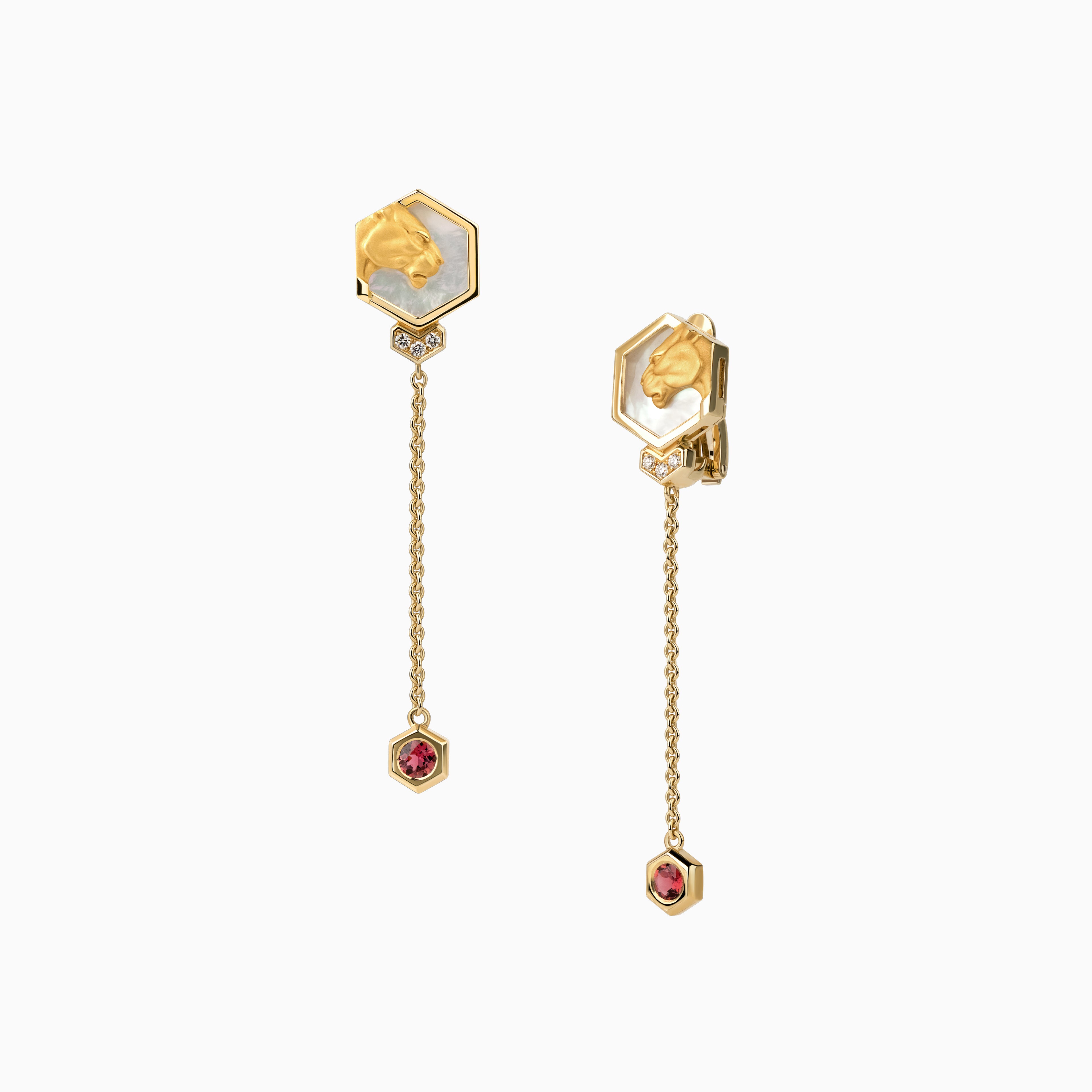 Hexagon Panther Earrings